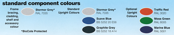 Standard Component Colour Chart for Euro Shelving Standard Component Colour Chart for Euro Shelving