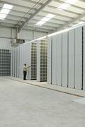 Mobile shelving for document storage. Mobile shelving for document storage.