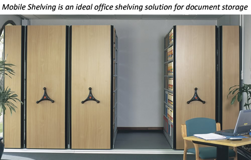 Mobile Shelving is an ideal office shelving solution for document storage. Mobile Shelving is an ideal office shelving solution for document storage.